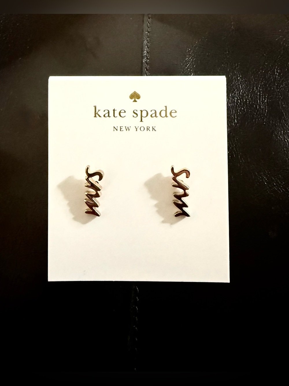 NWT Kate Spade Gold "Say Yes" Mrs. Script Stud Earrings